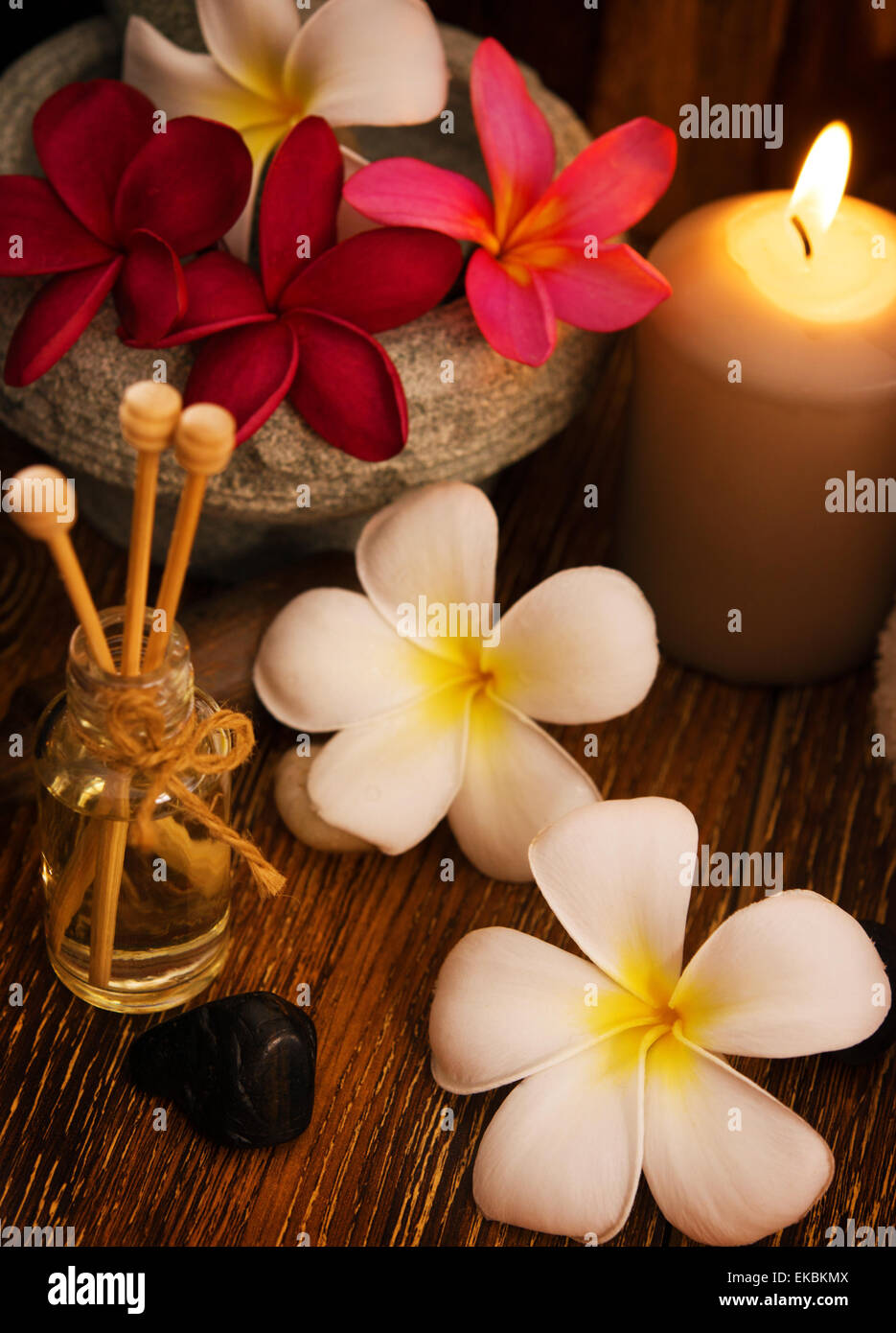 Low light spa massage setting Stock Photo