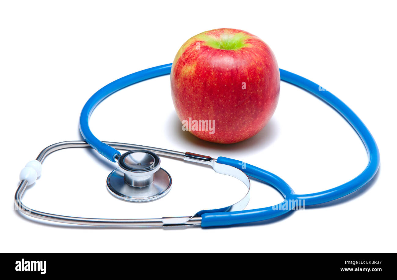 Red apple with stethoscope Stock Photo Alamy
