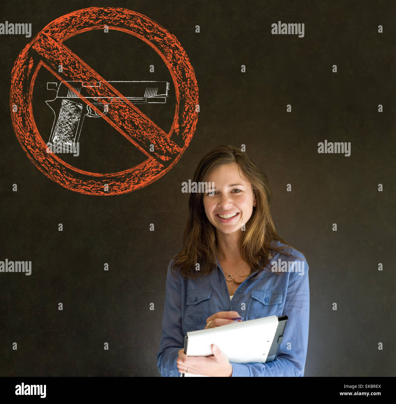 No guns pacifist business woman, student, teacher or politician on