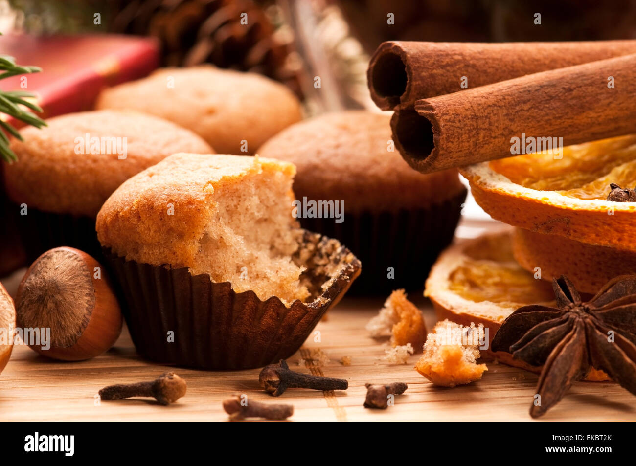 Freshly baked muffins with difrens kind of spieces - christmas d Stock Photo