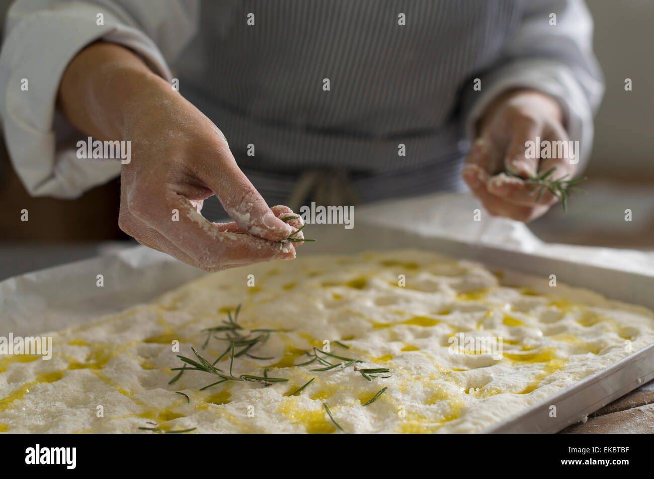 Baker preparing gluten-free dough for baking Stock Photo