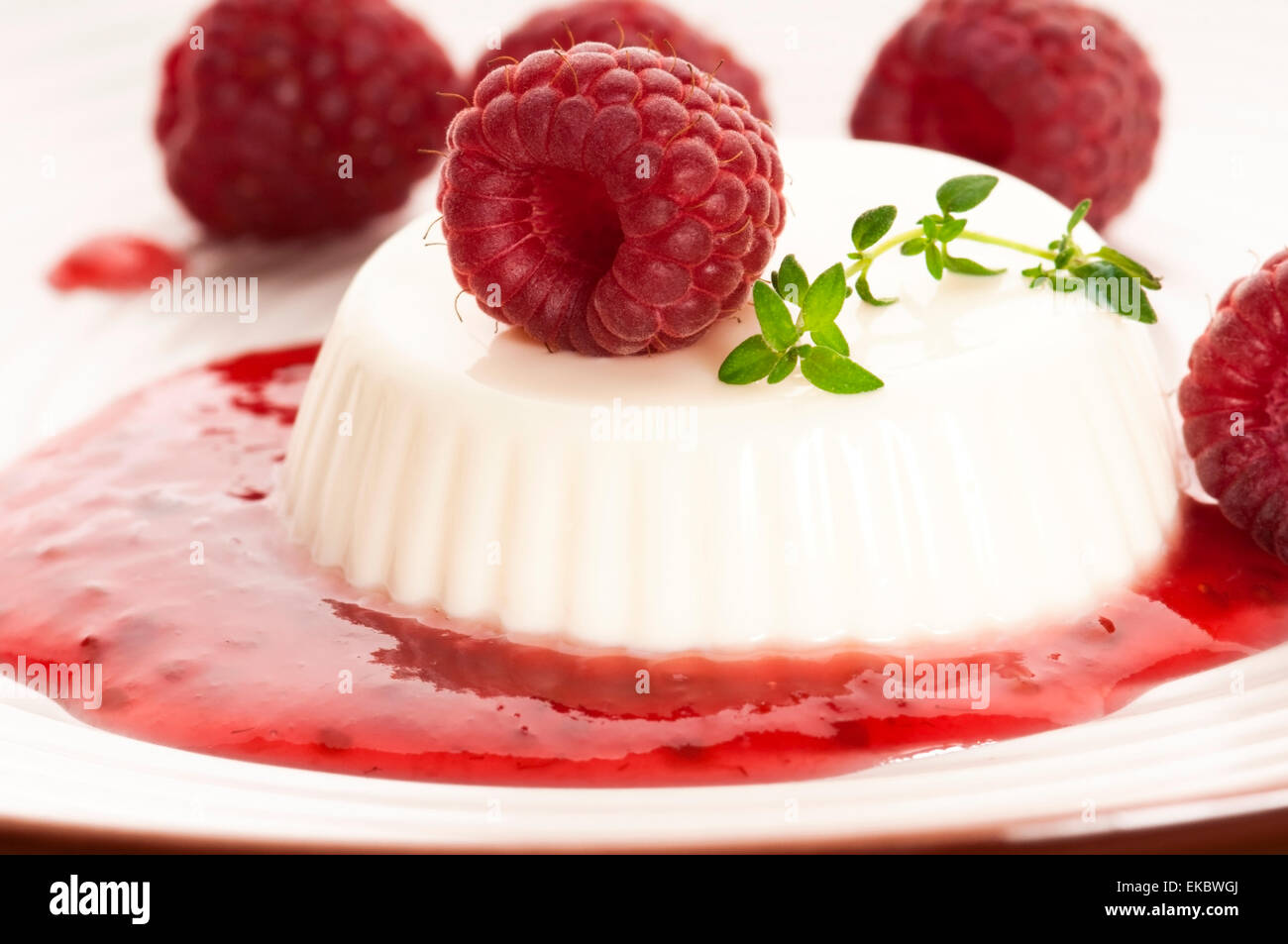 Vanilla panna cotta with berry sauce Stock Photo Alamy