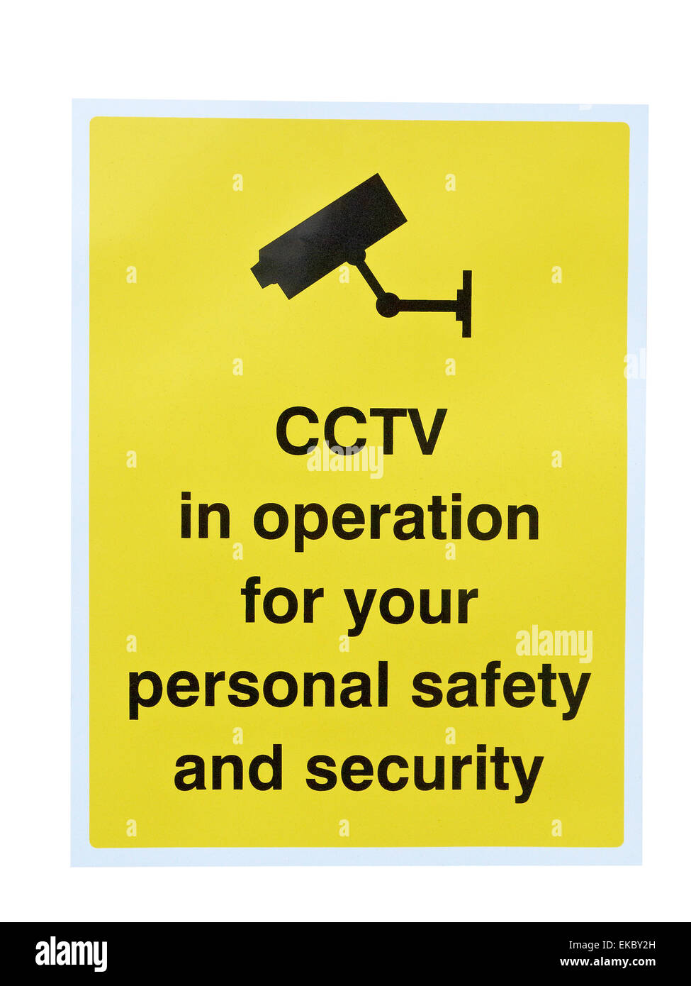 Yellow CCTV warning sign UK Stock Photo