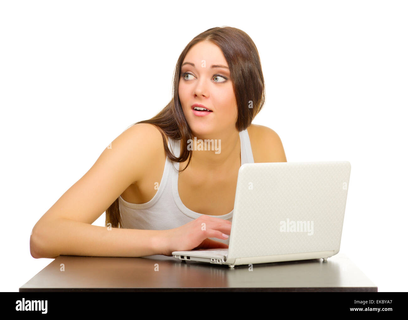 Young girl with laptop Stock Photo - Alamy