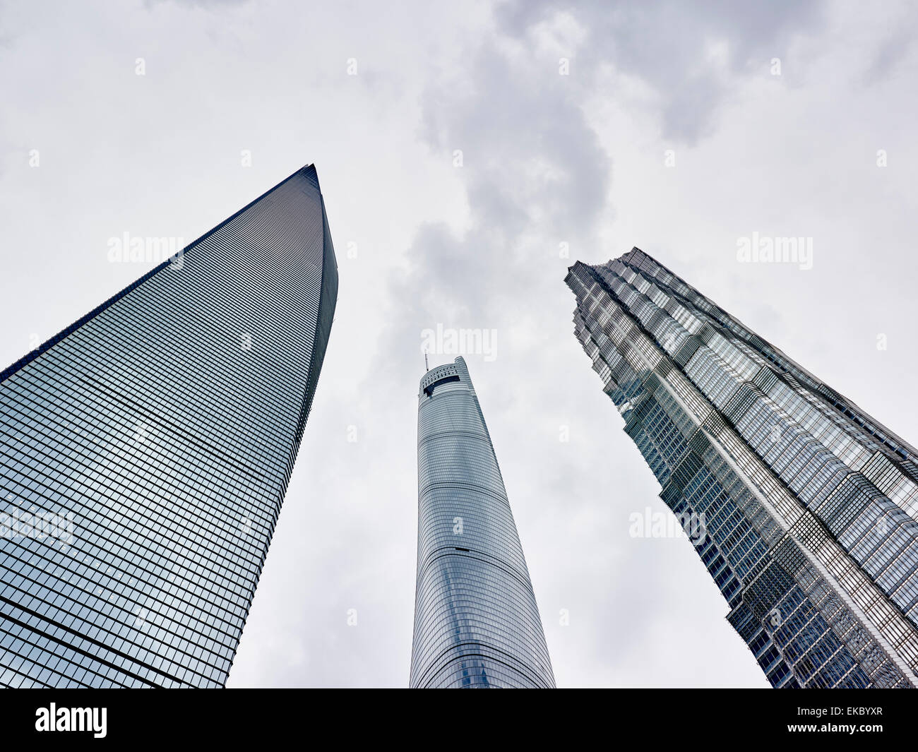 Shanghai World Trade Finance Centre, Shanghai Tower and Jin Mao Tower, Shanghai, China Stock Photo