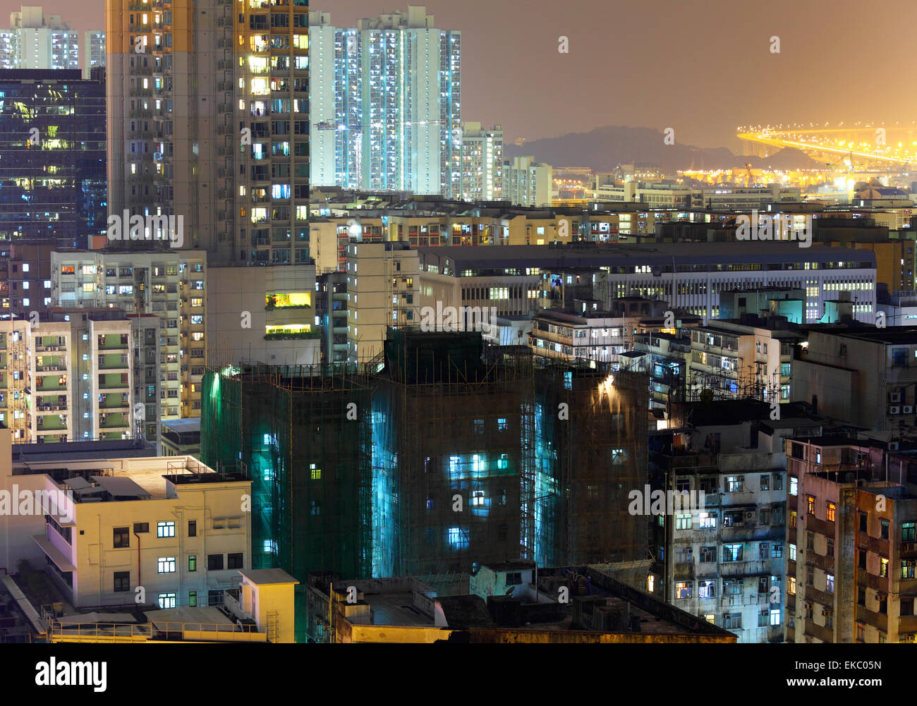 Hong Kong downtown building at night Stock Photo - Alamy