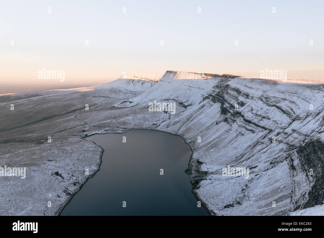 Lake and mountains, Llyn y Fan Fach, Brecon Beacons, Wales Stock Photo