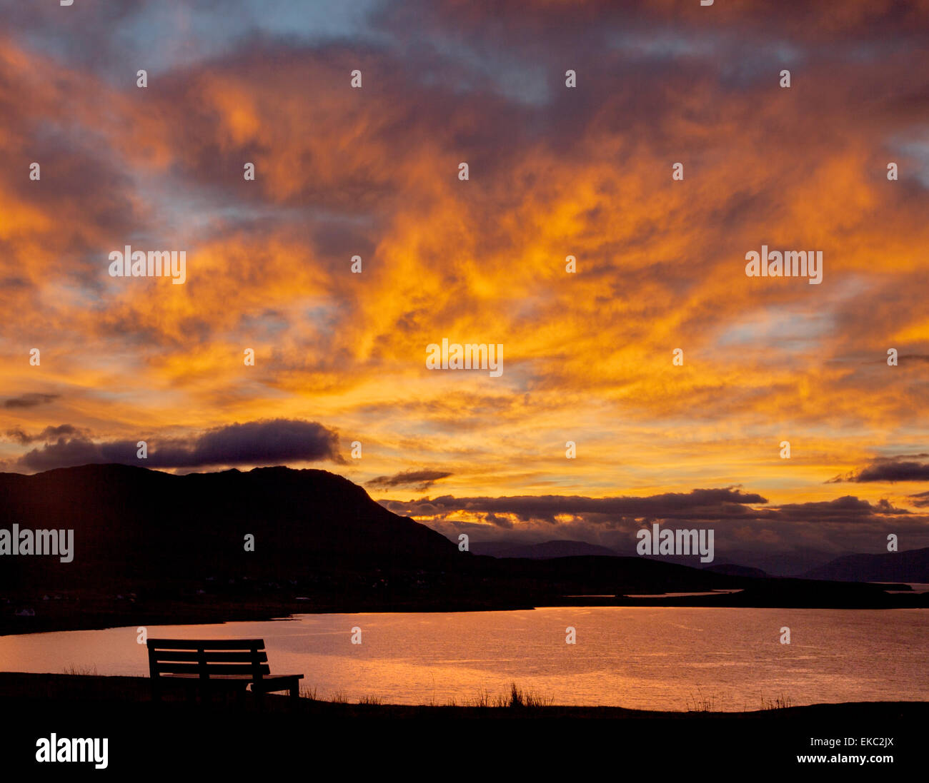 Sunset over loch, Assynt, Scotland Stock Photo