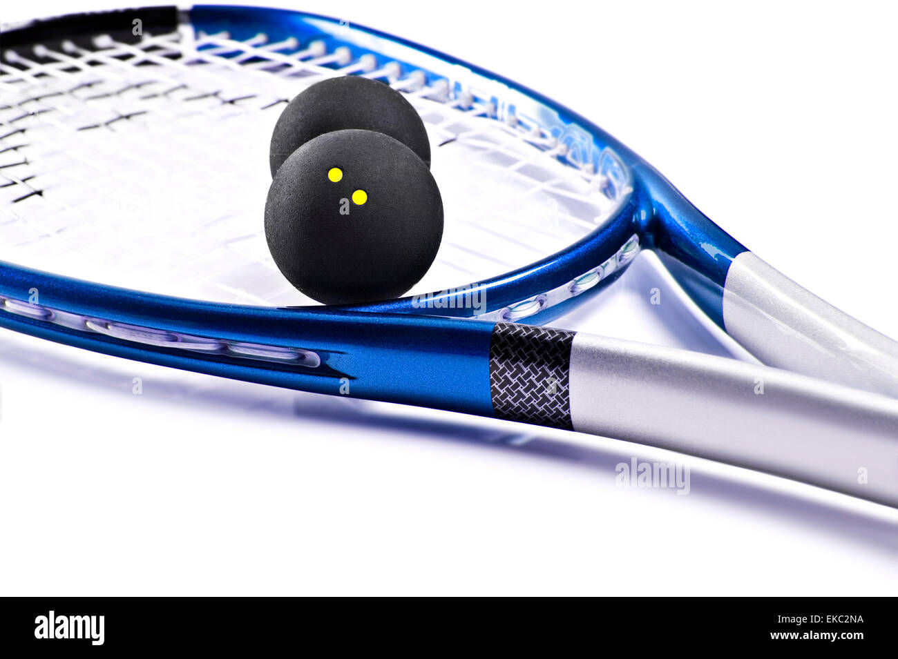 Blue and silver squash racket and balls Stock Photo Alamy