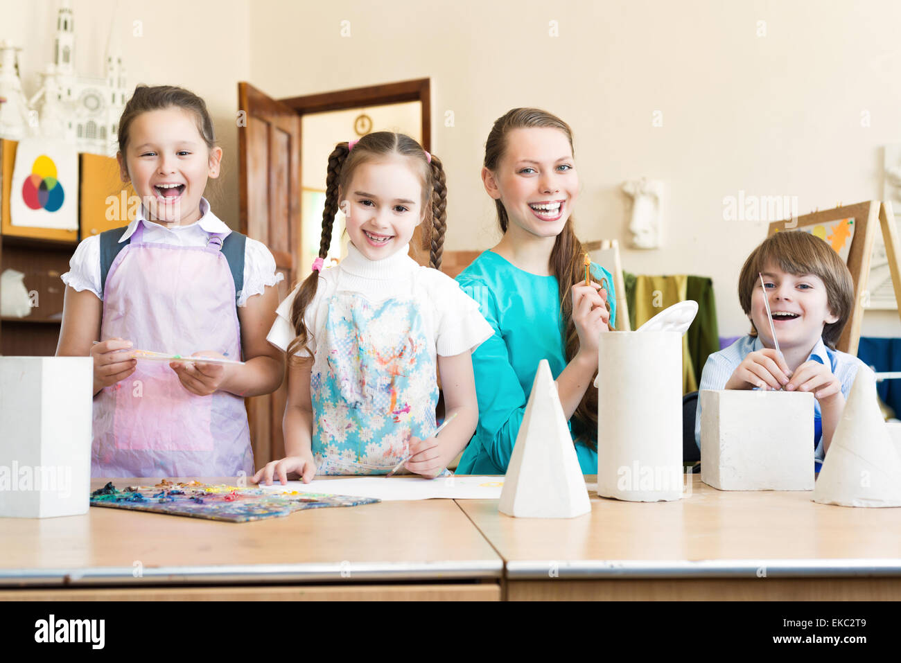 children with the teacher Stock Photo - Alamy