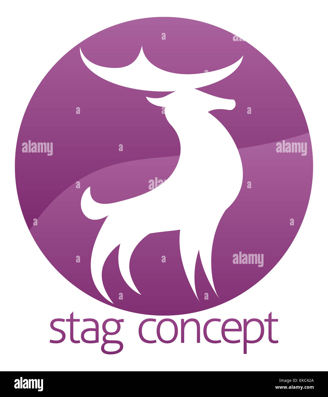 Conceptual design of a stylised proud stag or deer with large antlers circle concept design Stock Photo