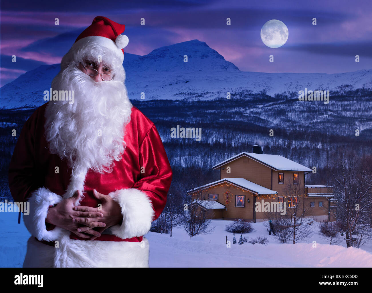Portrait of Santa Claus at the North Pole Stock Photo