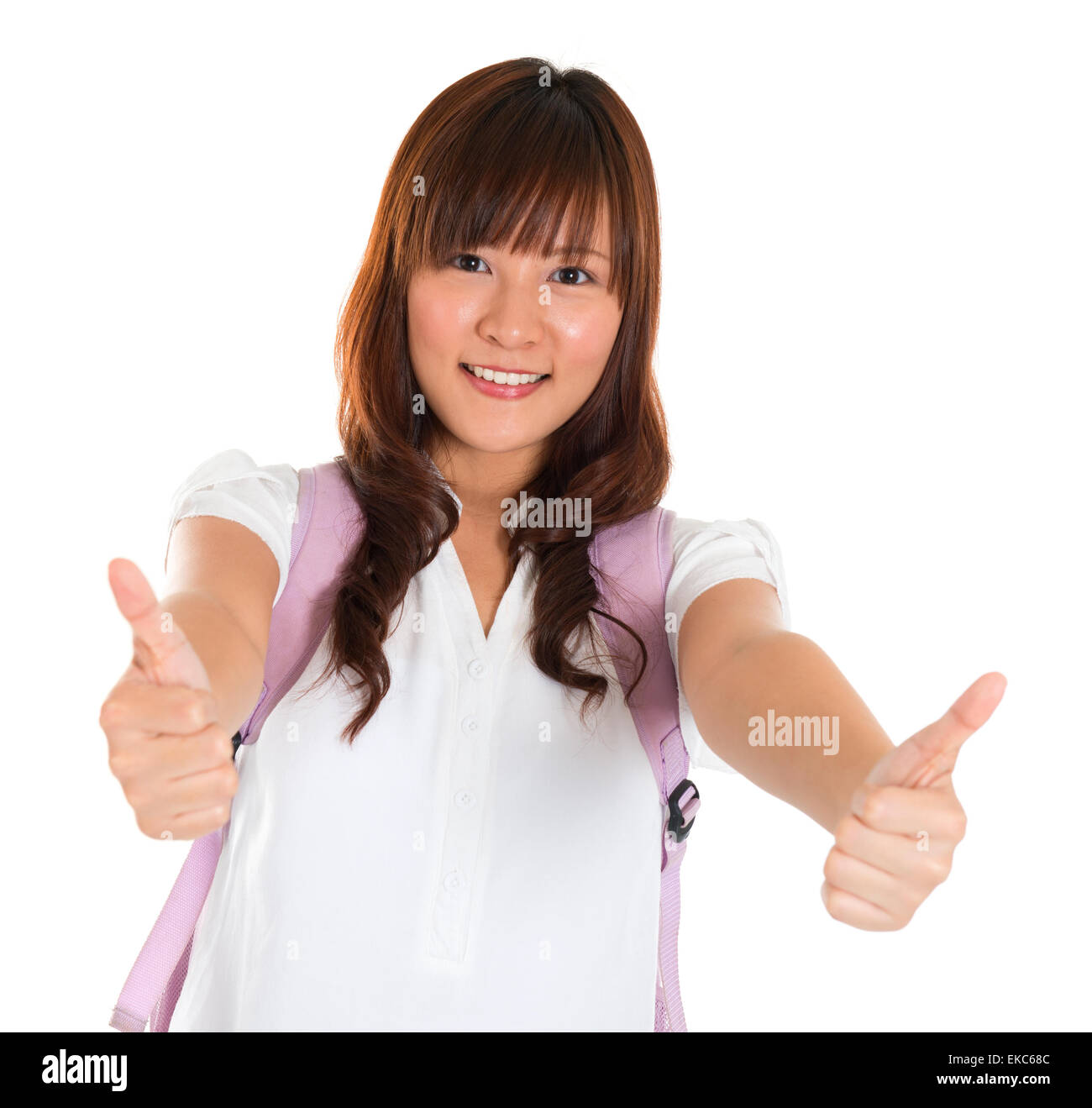 Thumbs up Asian college student Stock Photo - Alamy