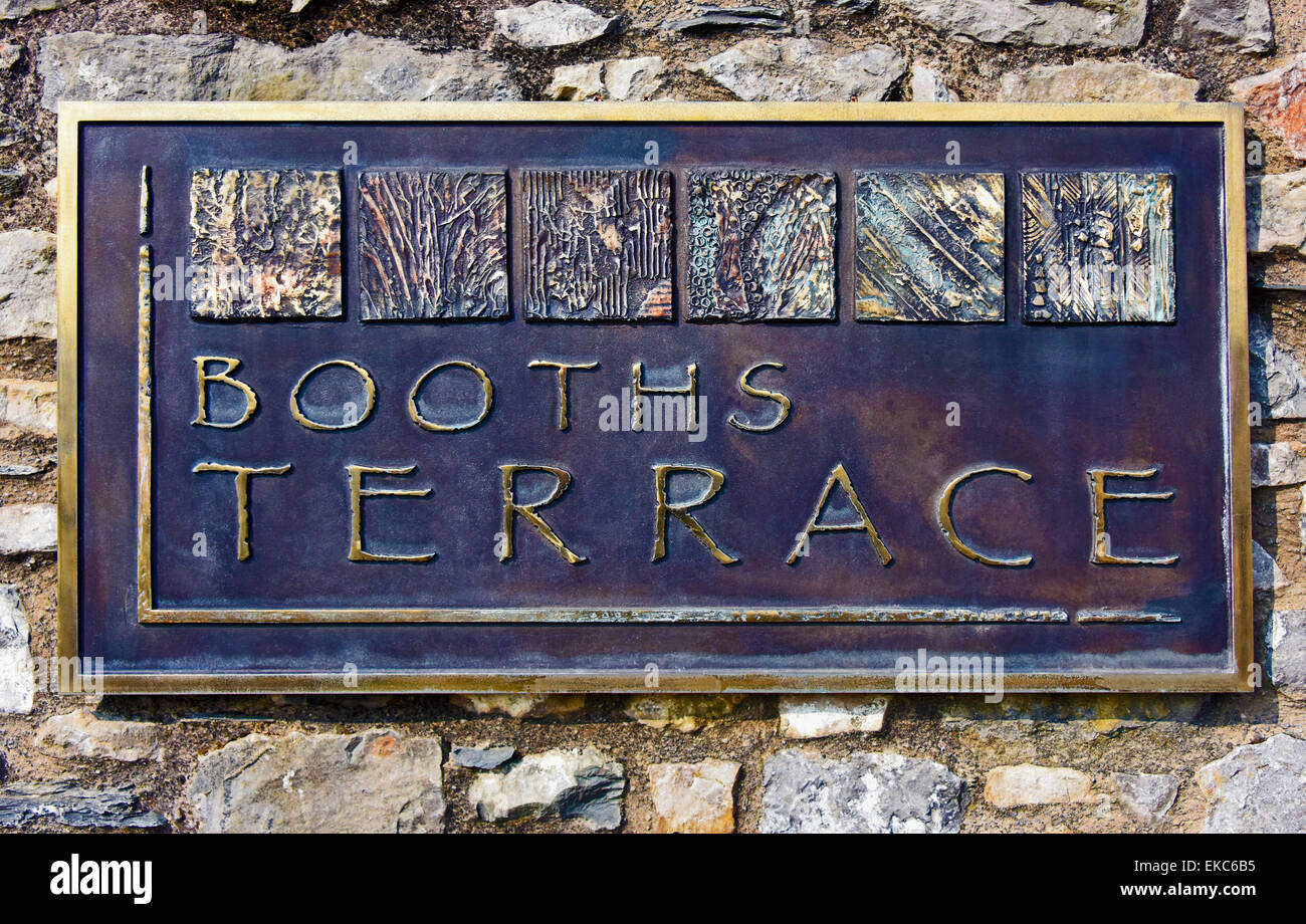Booth's Terrace plaque. Brewery Arts Centre, Kendal, Cumbria, England, United Kingdom Europe. Stock Photo