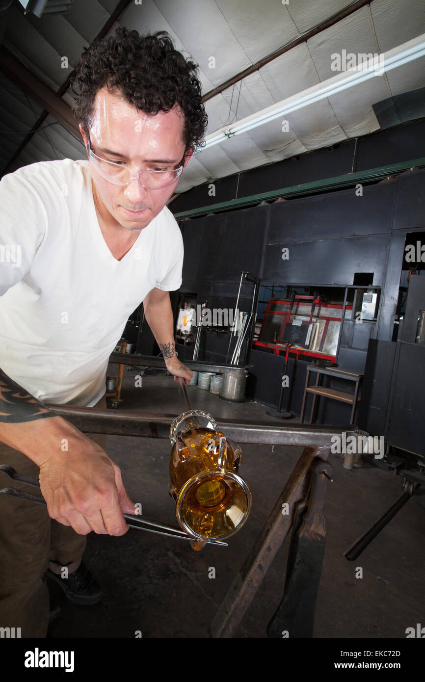 Artist Trimming Glass Vase Stock Photo Alamy