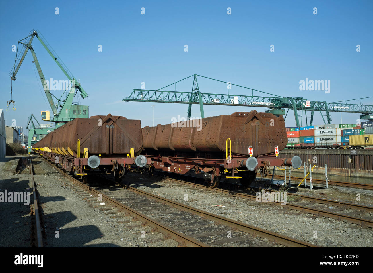 Railway wagons, freight terminal, Niehl, Cologne, Germany. Stock Photo