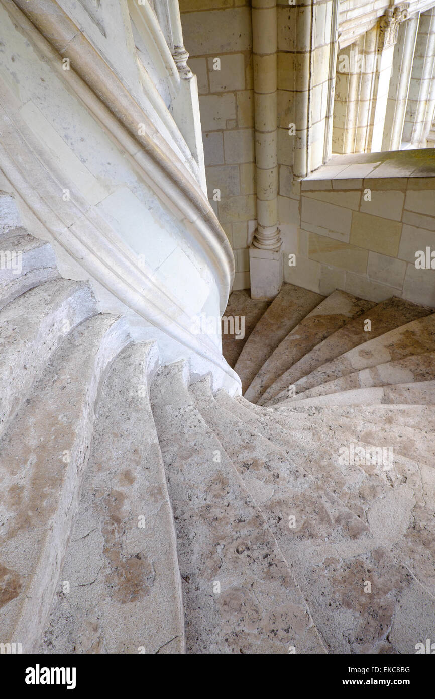 Spiral staircase in the Francois I wing of Chateau Royal de Blois, Loir