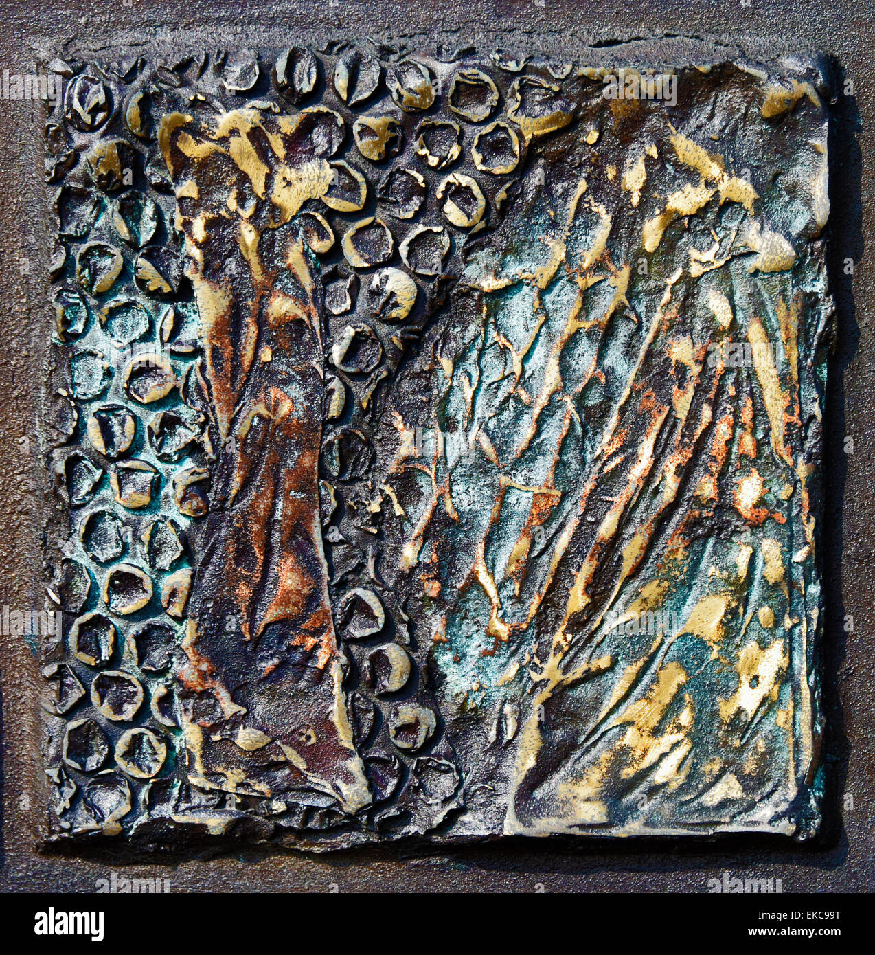 Bronze Tile IV. Booth's Terrace plaque. Brewery Arts Centre, Kendal, Cumbria, England, United Kingdom Europe. Stock Photo