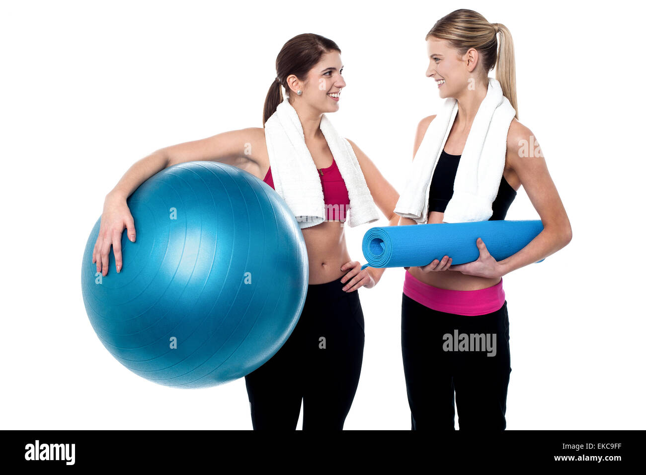Two friends communicating after workout Stock Photo Alamy