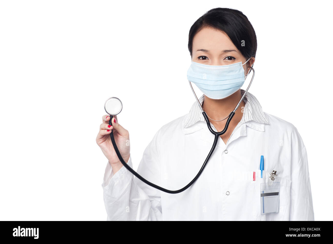 Female physician posing with stethoscope Stock Photo - Alamy