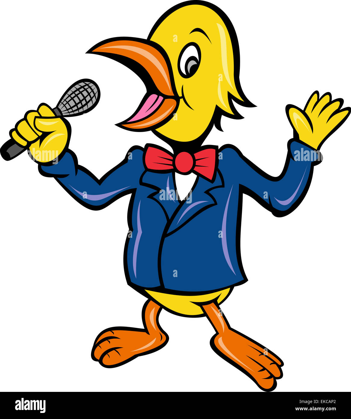 Yellow Bird singing microphone karaoke Stock Photo Alamy