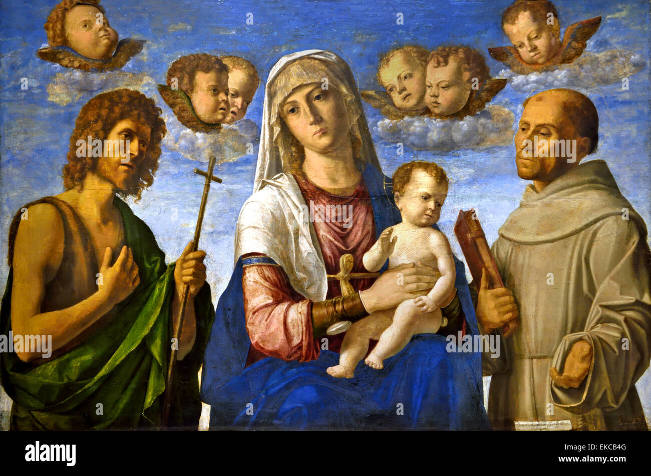 Madonna and Child with St John and Saint Francis 1478-1488 GIOVANNI BATTISTA CIMA DA CONEGLIANO (1460-1518) Italy Italian Stock Photo