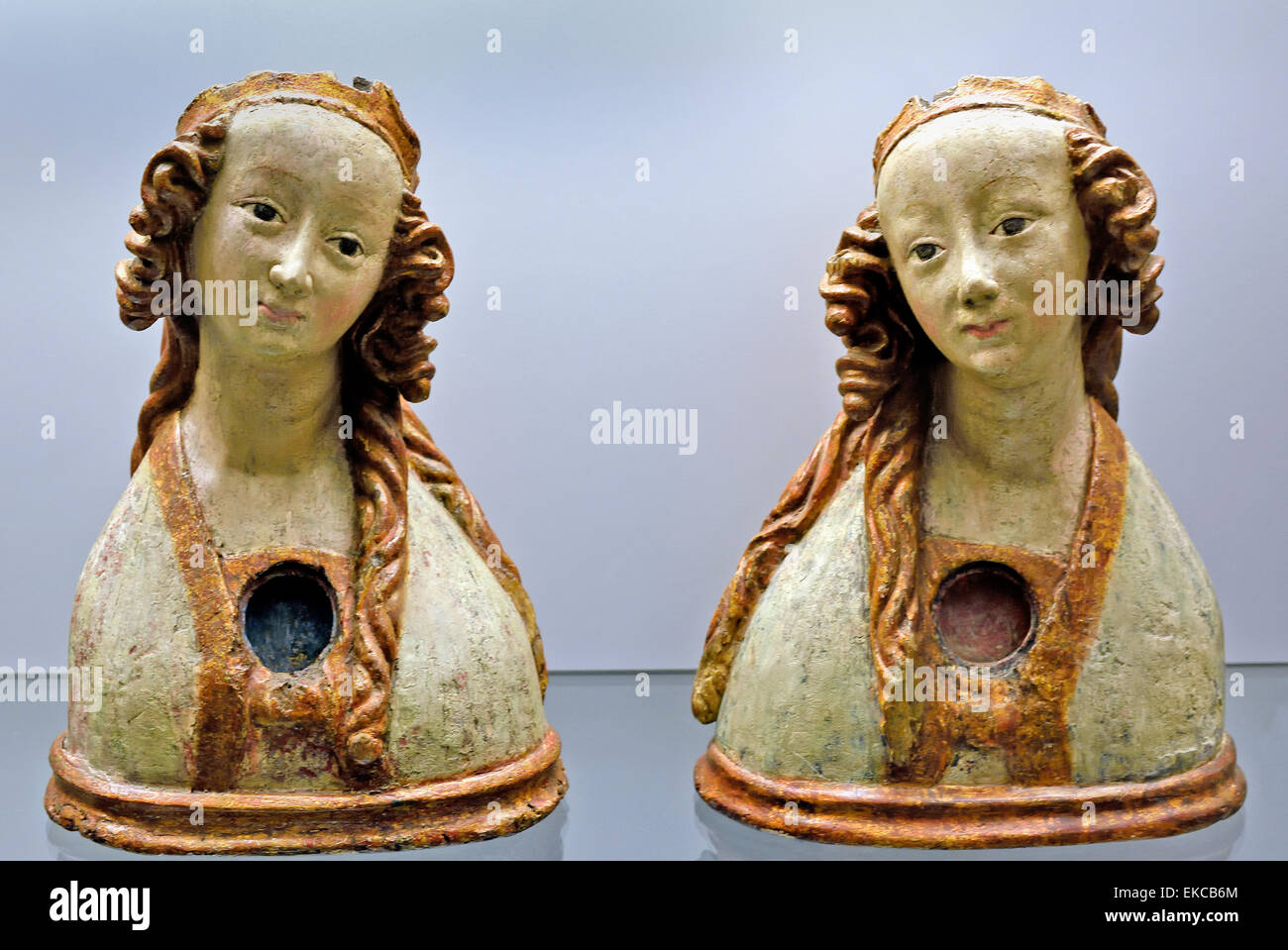 Two Reliquary Busts 1370 Böhmen - Bohemia  German Germany Stock Photo