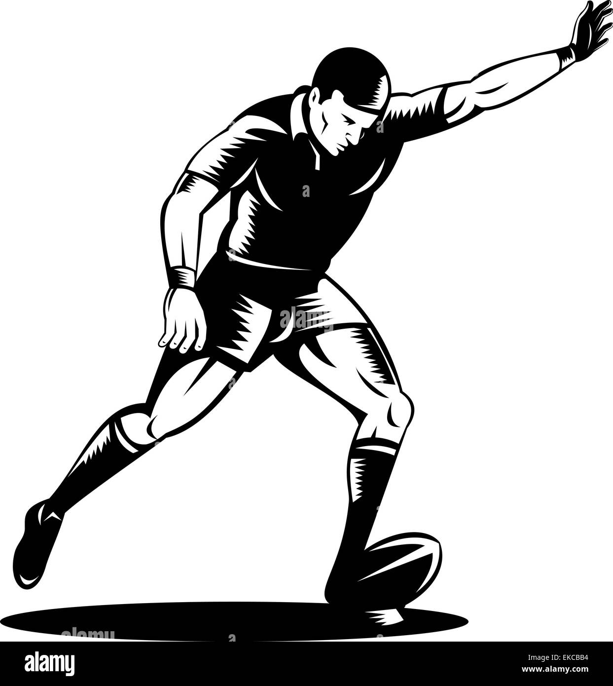 rugby player kicking the ball Stock Photo Alamy