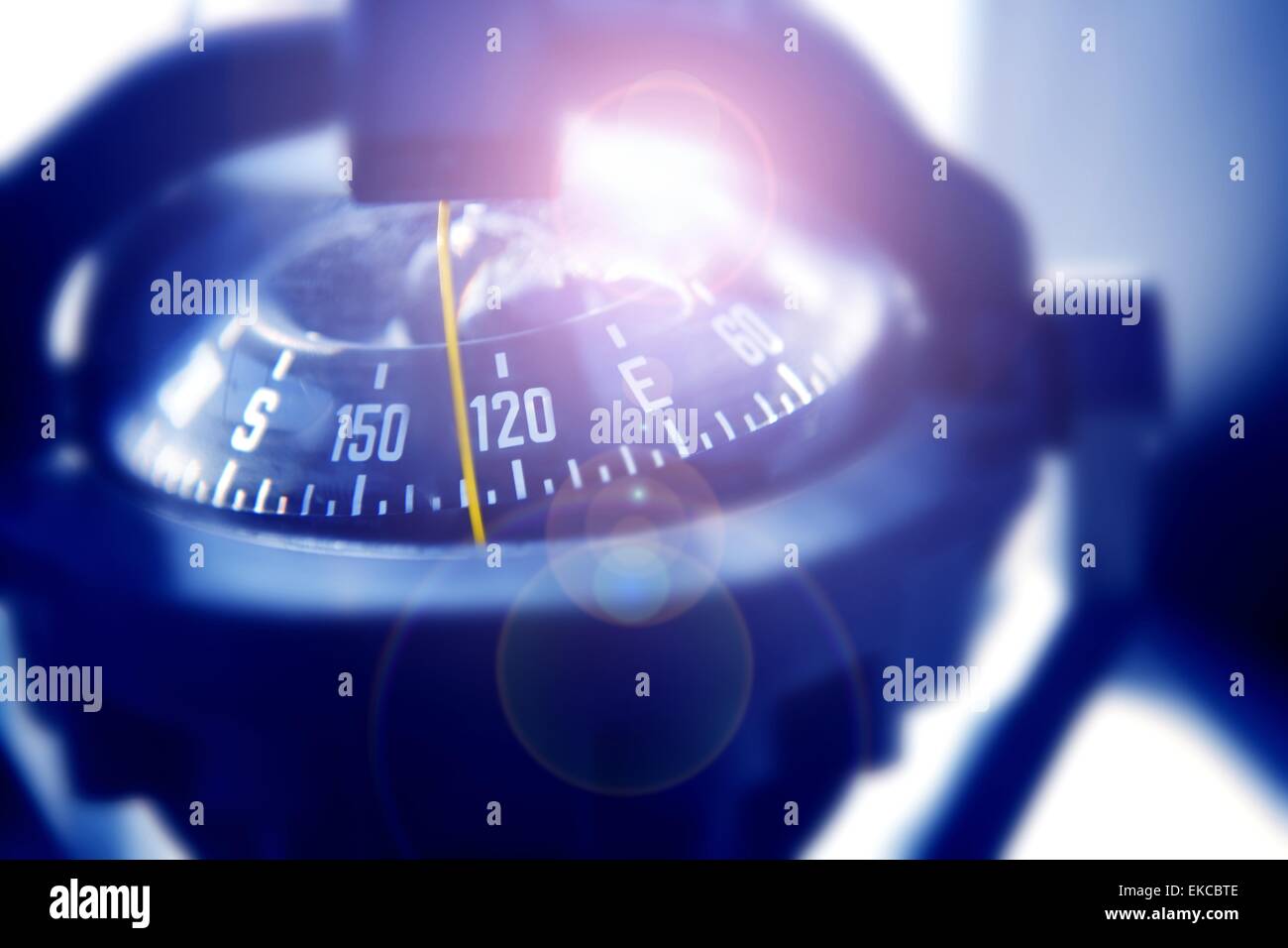 boat marine compass in black blue light backlight Stock Photo - Alamy
