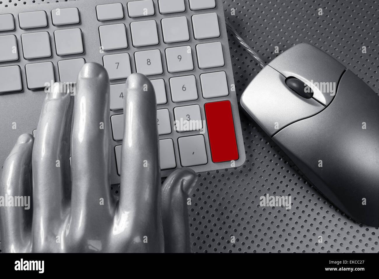 computer keyboard mouse silver hand futuristic Stock Photo - Alamy