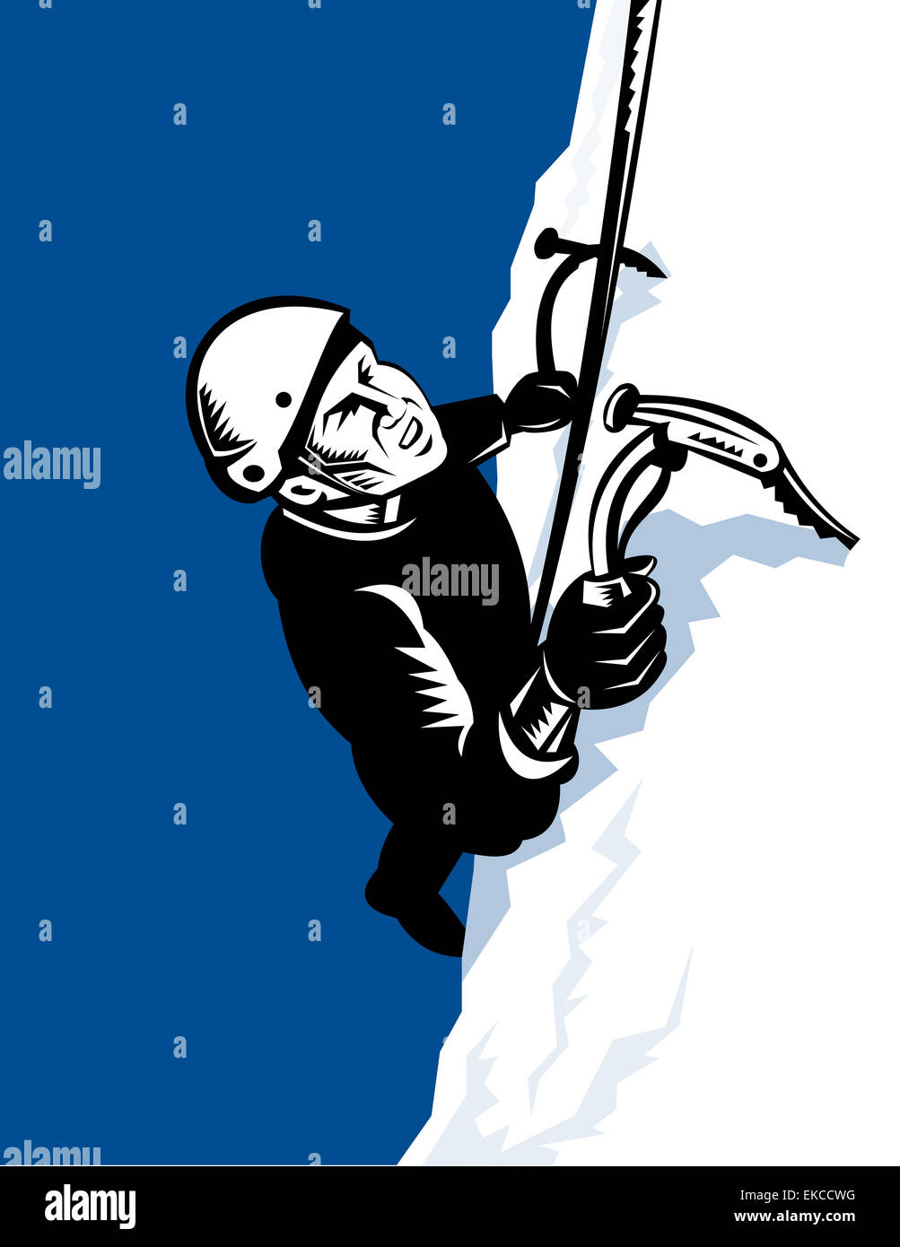 male mountain climber climbing with pick ax Stock Photo Alamy
