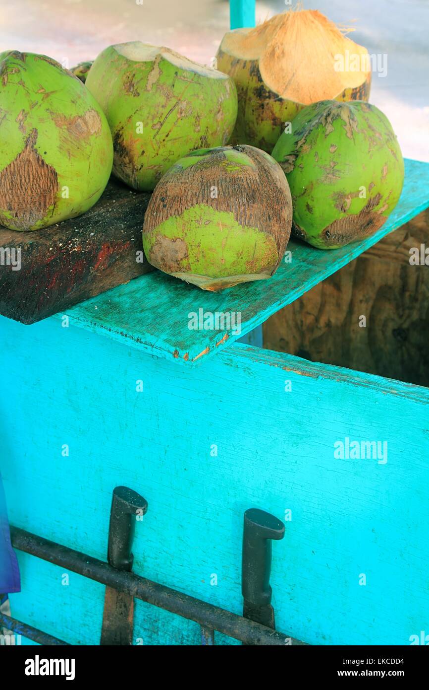 Coconut juice water traditional cart Stock Photo Alamy