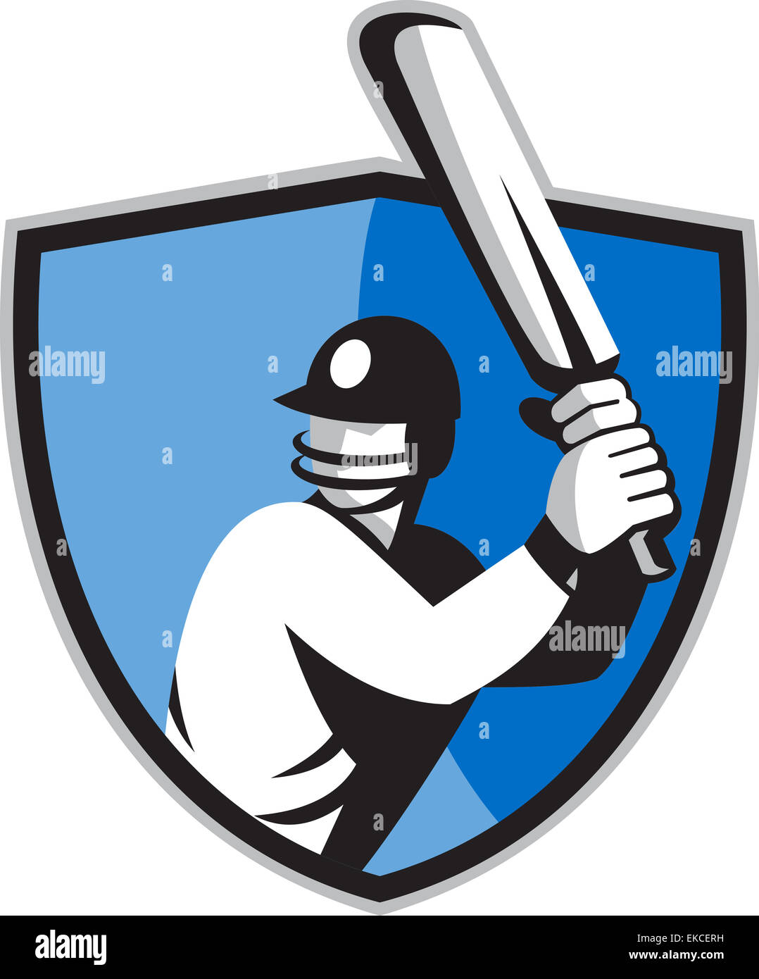 Cricket club logo design. Vector artwork of a batsman holding and posing  with a bat. Stock Vector | Adobe Stock