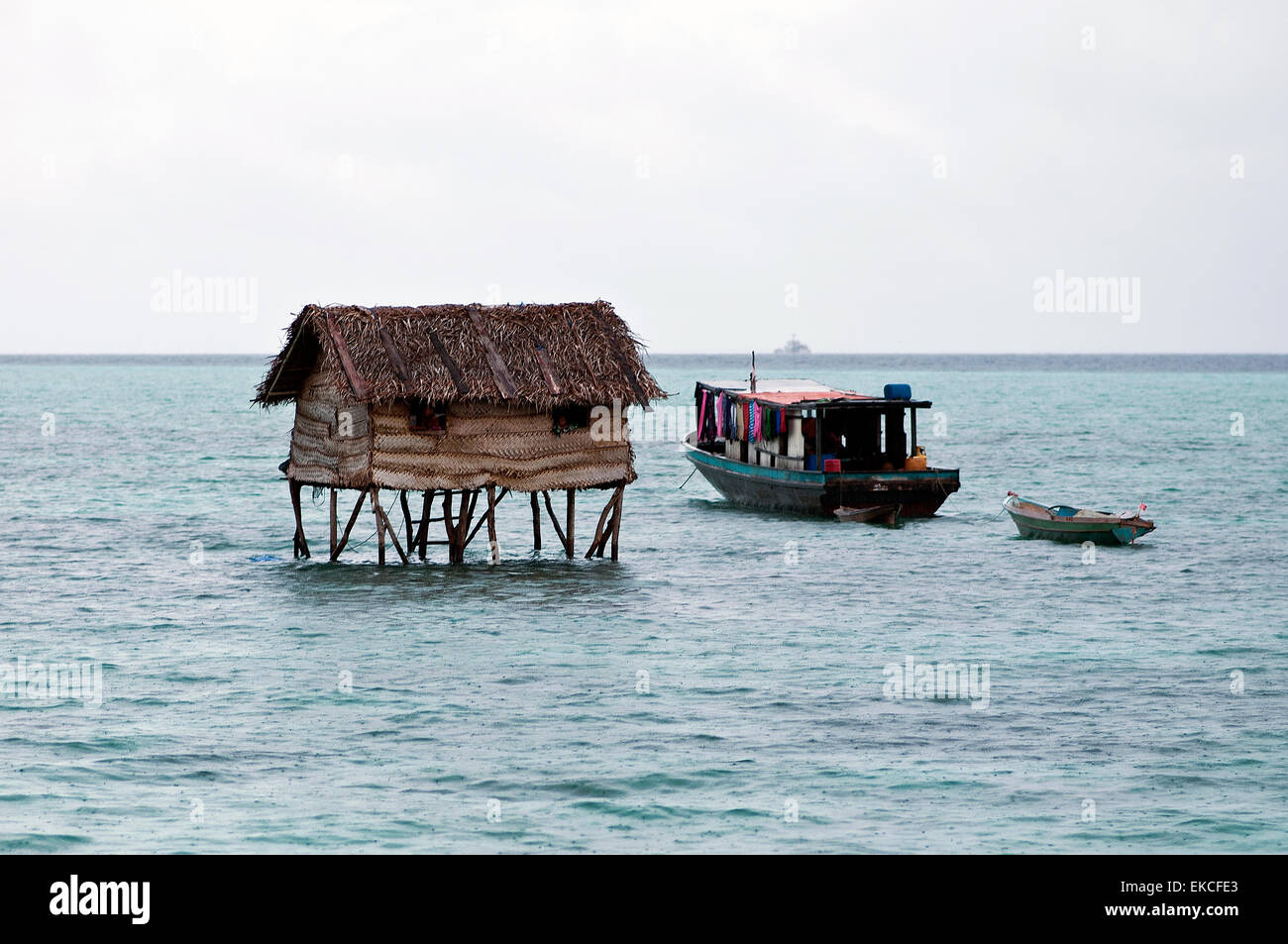 Wooden house of Bajau laut at Maiga Island, Sabah, Malaysia Stock Photo