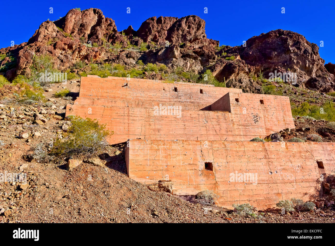 Ruins of Tonopah Belmont Mine, Arizona, USA Stock Photo