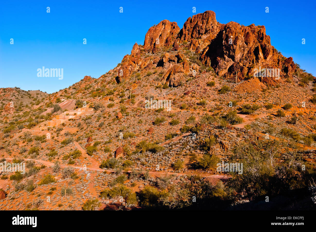 Belmont Mountain and abandoned mine, Tonopah, Arizona, USA Stock Photo