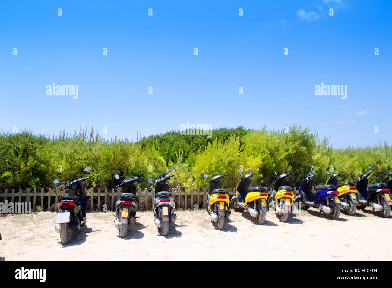 Formentera scooter bikes parking near the beach Stock Photo Alamy