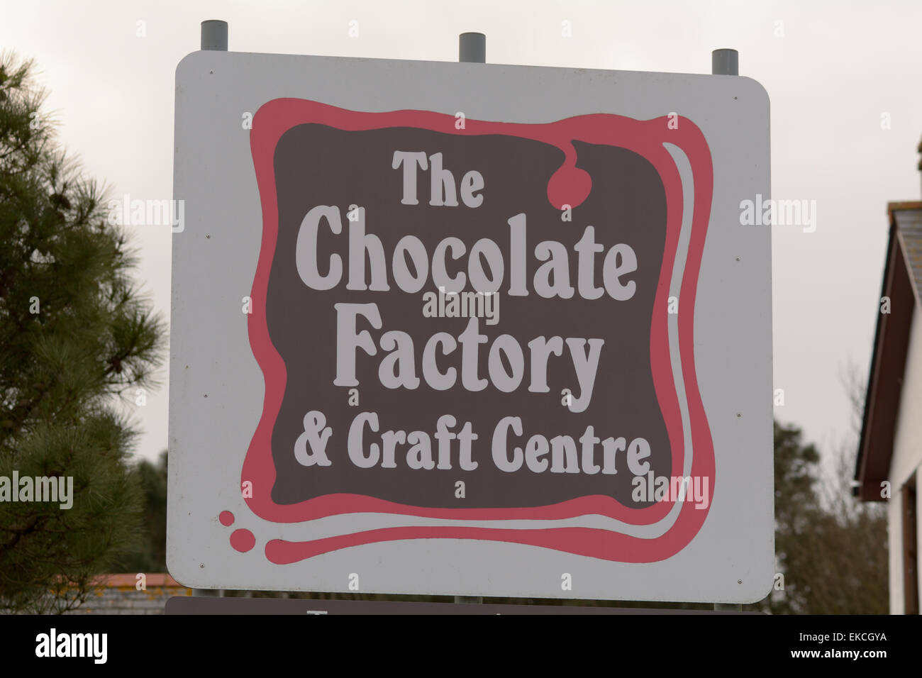 The Chocolate Factory and Craft Centre sign at premises in Mullion
