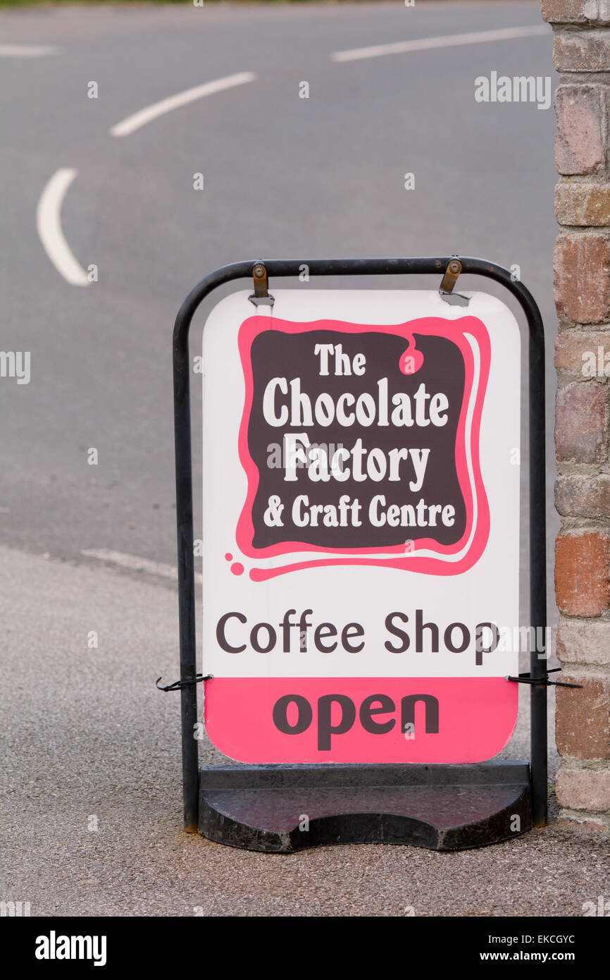 The Chocolate Factory, Craft Centre and Coffee shop sign at premises in