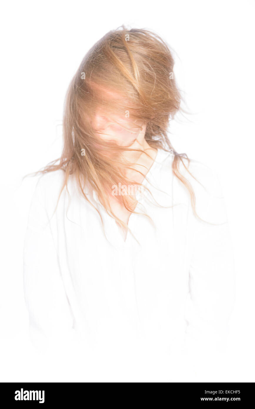 High Key, conceptual portrait on studio. Stock Photo