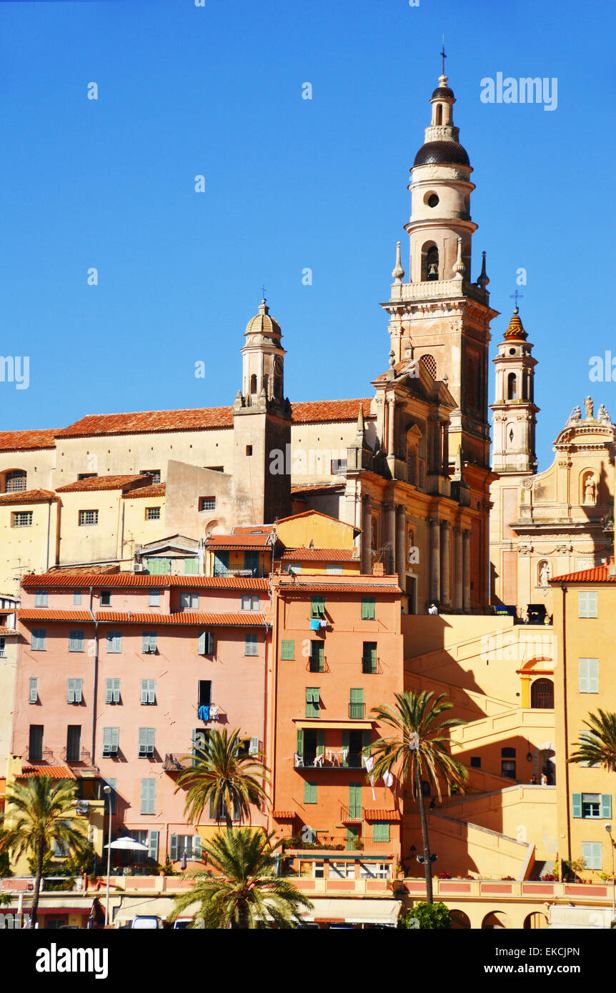 Old town architecture of Menton on French Riviera Stock Photo Alamy
