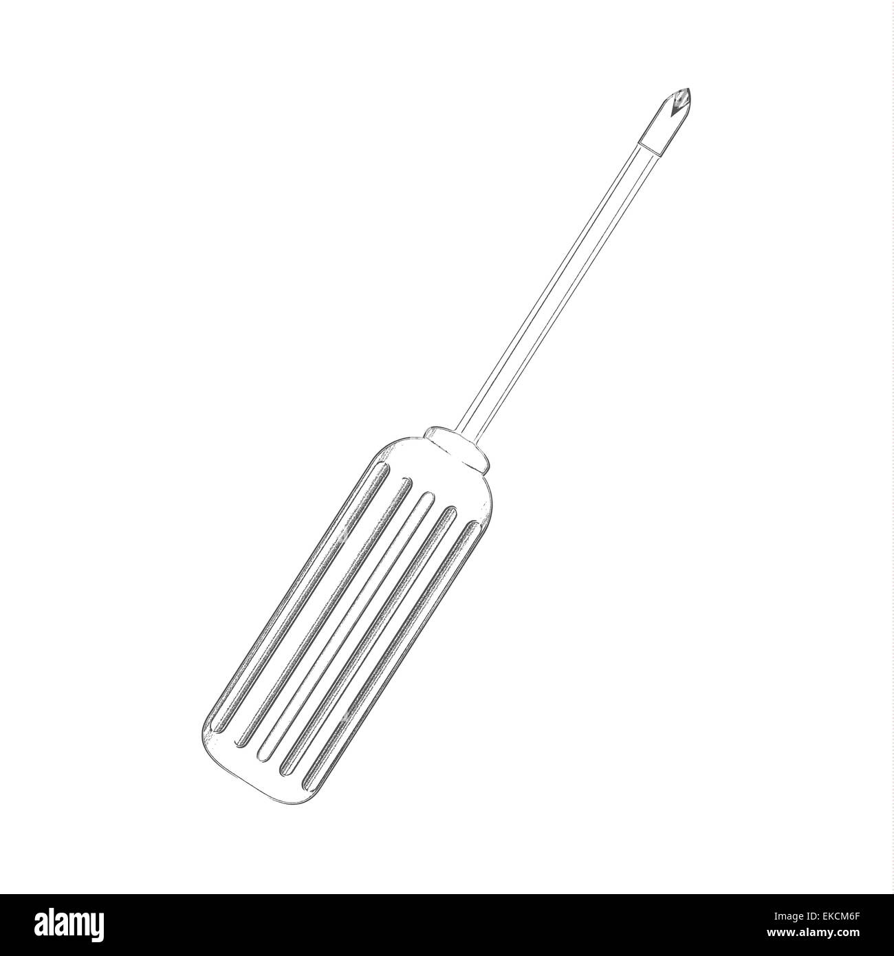 Detailed sketch vector screwdriver. Stock Photo