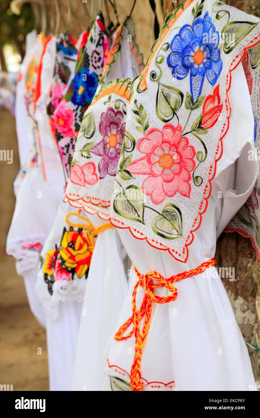 Mayan woman dress embroidery Yucatan Mexico Stock Photo - Alamy