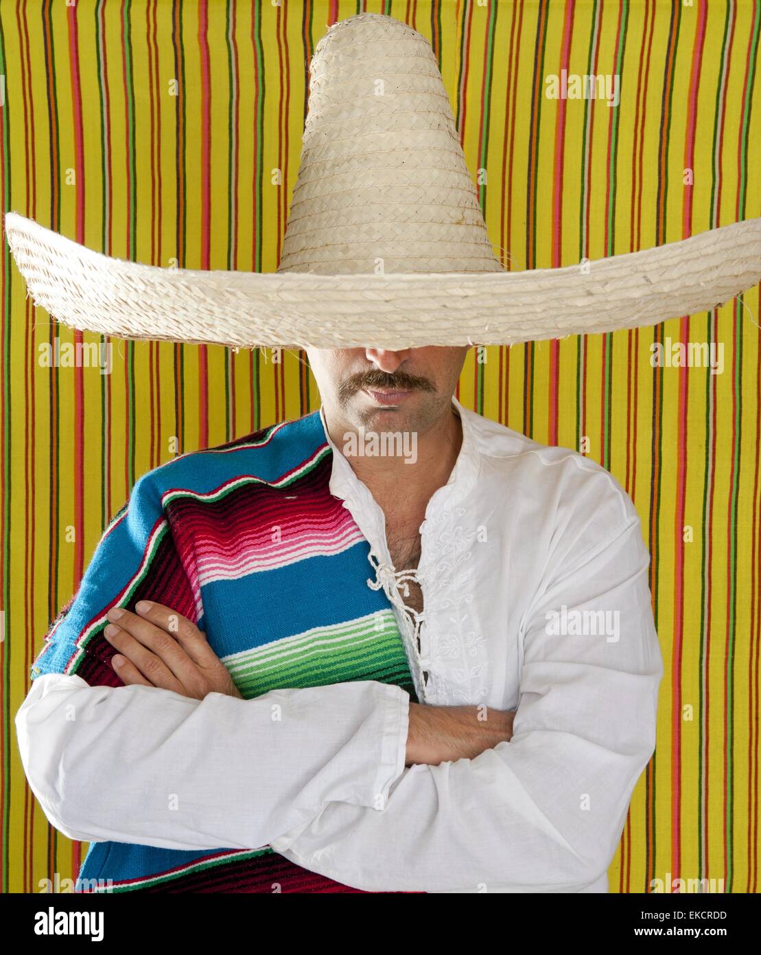 Mexican mustache man sombrero portrait shirt Stock Photo - Alamy