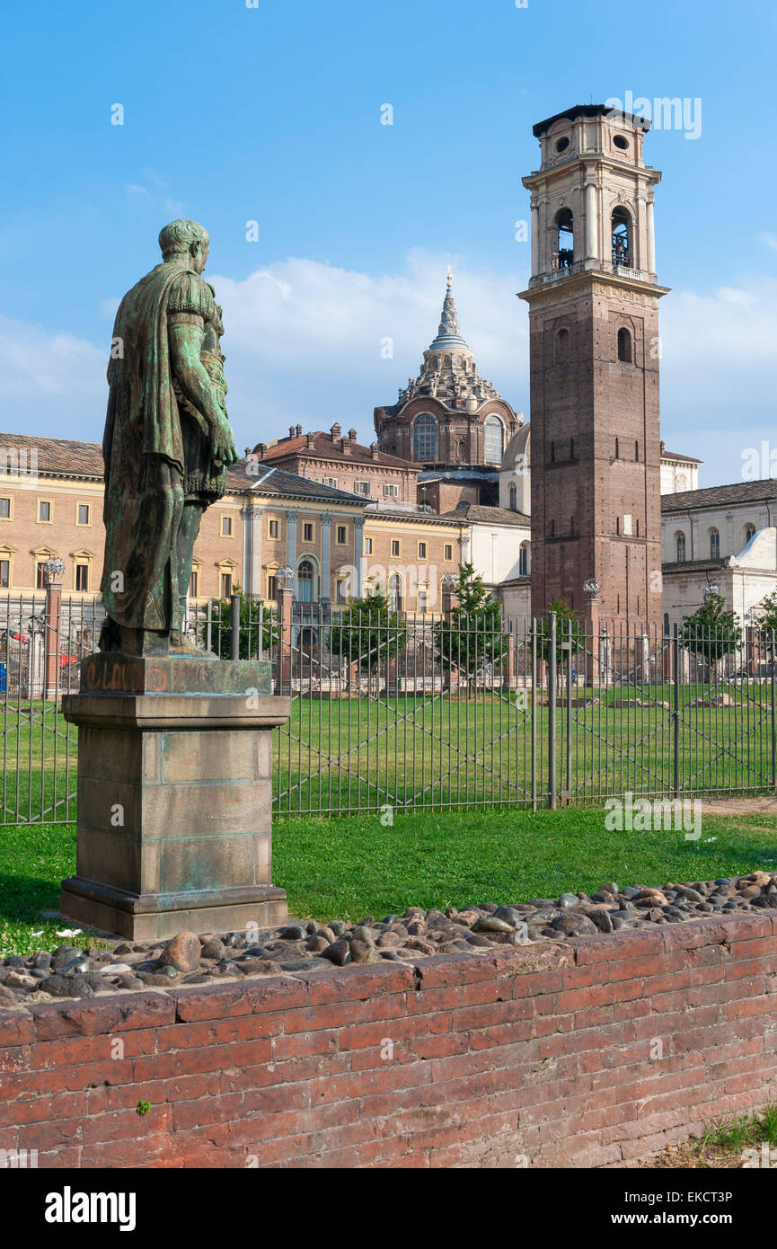 Turin Italy, view from the Piazza Augusta towards the Palazzo Reale and the Duomo in the center of Turin, Italy. Stock Photo