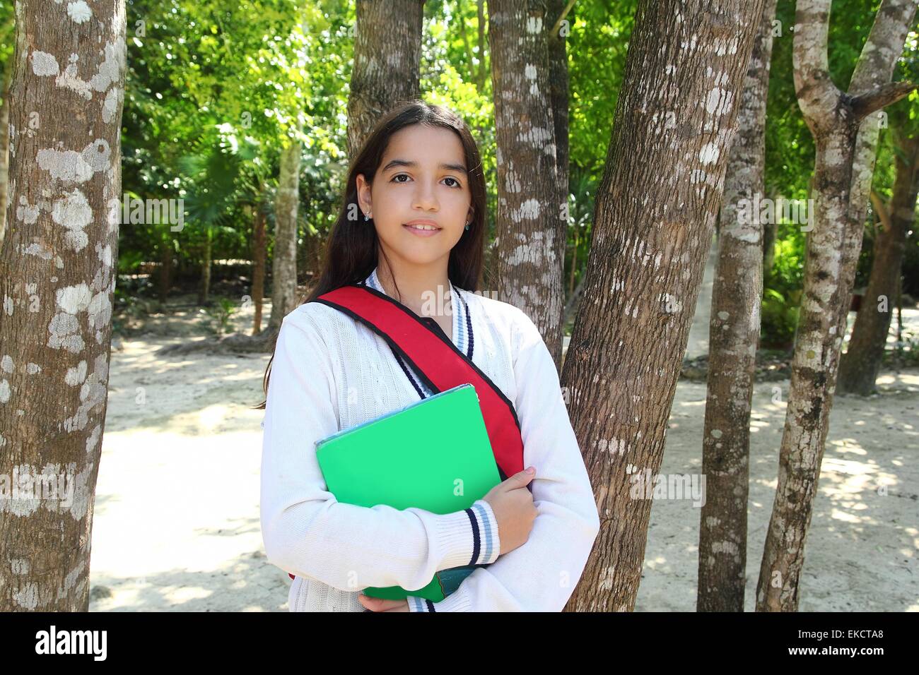 hispanic latin teenager girl backpack in Mexico park Stock Photo Alamy