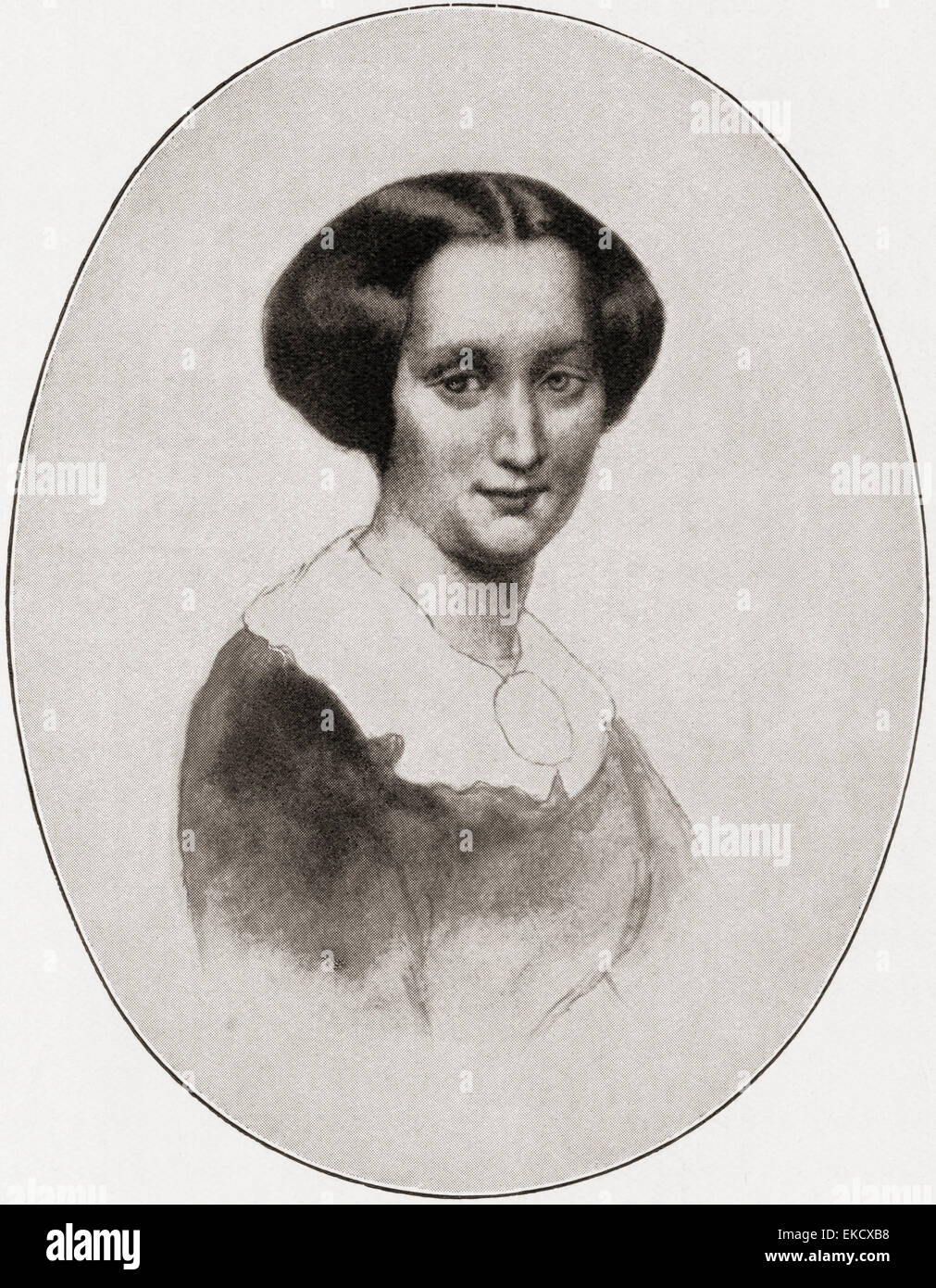 Mathilde Wesendonck,  1828 – 1902.  German poet and author. Best known as the friend and possible paramour of Richard Wagner.  After the drawing by Kietz. Stock Photo