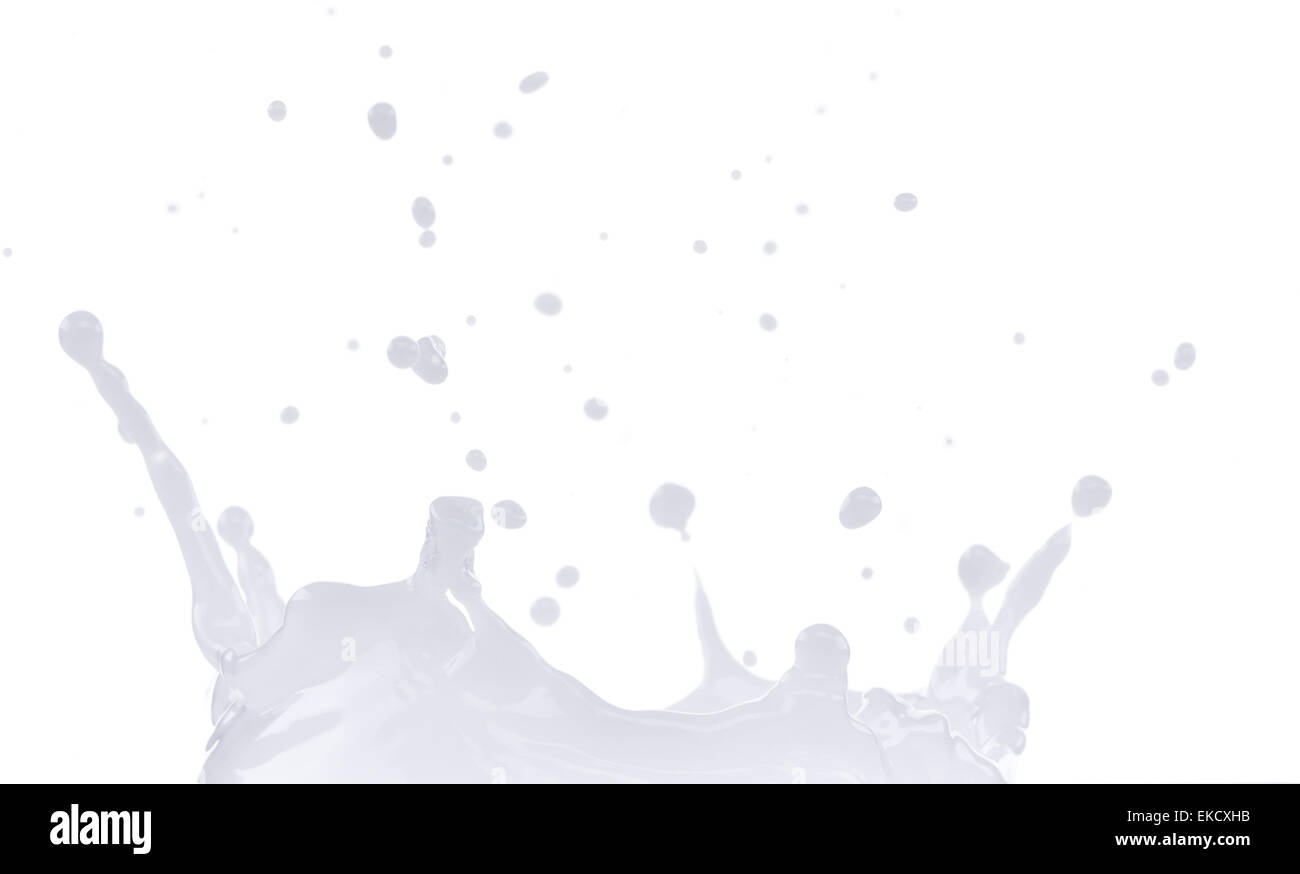 Pouring milk splash on white background Stock Photo - Alamy