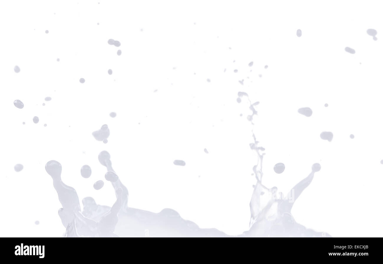 Pouring milk splash on white background Stock Photo - Alamy