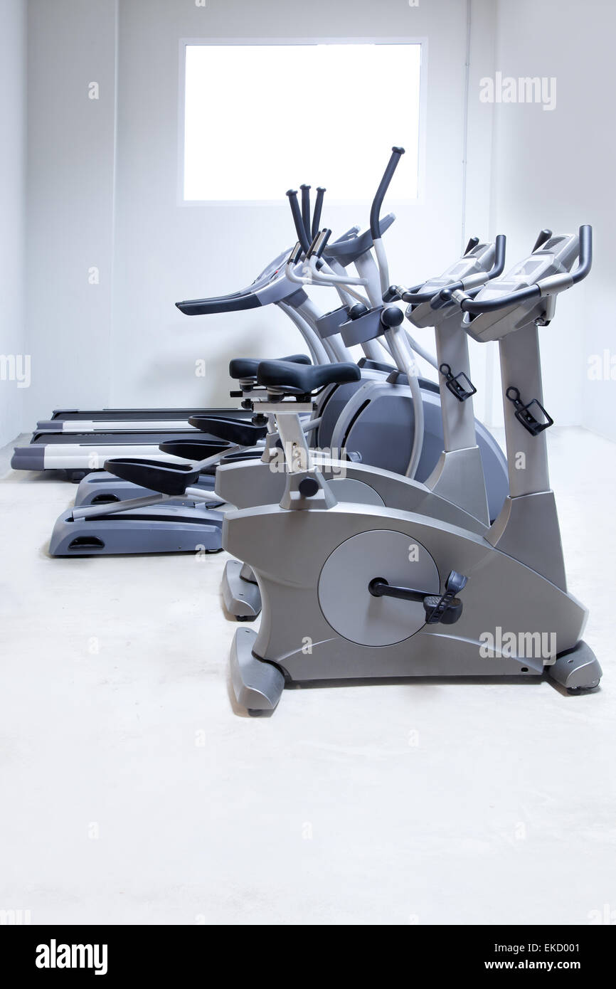 elliptical cross trainer, stationary bicycle treadmill Stock Photo Alamy